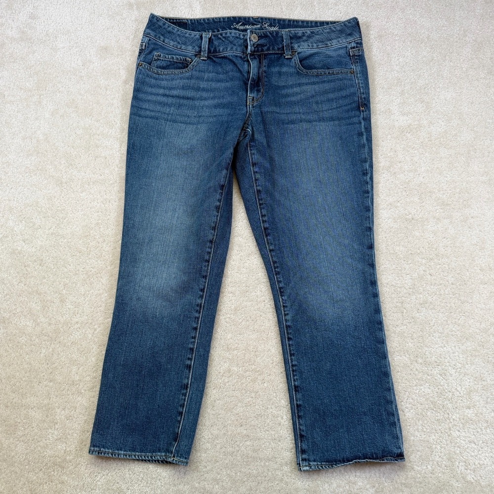American Eagle Artist Crop Jeans Womens 12 Blue Stretch Low Rise